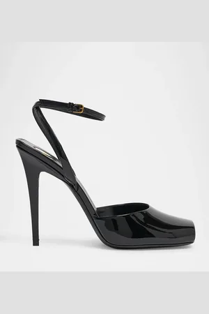 Saint Laurent La Scandale Patent Ankle-Strap Sandals