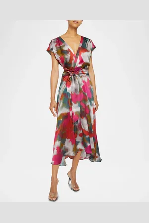 Santorelli Talia Abstract-Print Faux Wrap Midi Dress