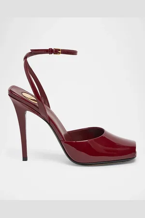 Saint Laurent La Scandale Patent Ankle-Strap Sandals