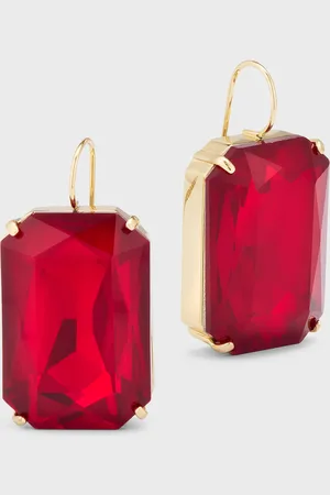 Kenneth Jay Lane 22K Gold Plated Rectangle Stone Fishhook Earrings
