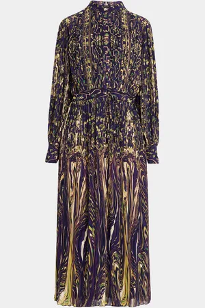 ELIE TAHARI The Almada Abstract-Print Midi Shirtdress