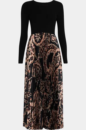 ELIE TAHARI The Mave Pleated Paisley-Print Midi Dress