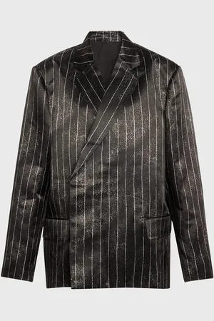 Jean Paul Gaultier Pinstripe Satin Oversized Tailored Jacket