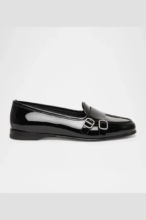 santoni Andrea Patent Leather Double-Buckle Loafers