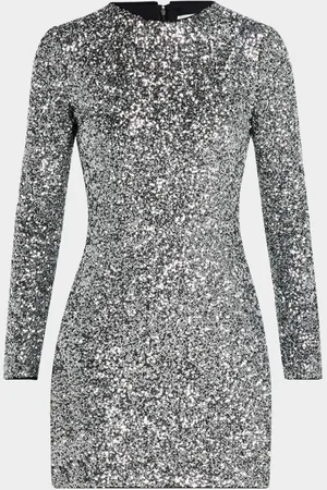 Frame Long-Sleeve Sequined Mini Dress