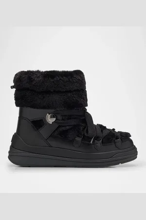 Moncler Insolux Leather Faux Fur Snow Boots