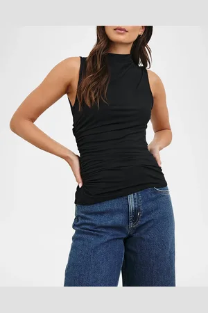 Rails Christen Ruched Mock-Neck Blouse