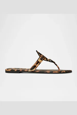Tory Burch Miller Leopard-Print Leather Logo Sandals