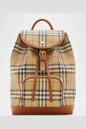 Burberry Check Drawstring Coated-Cotton Backpack