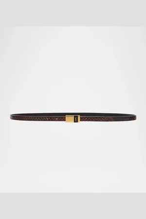 Saint Laurent YSL Buckled Python Skinny Belt