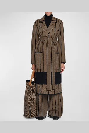 Joseph Wrap-Front Chevron Jacquard Coat