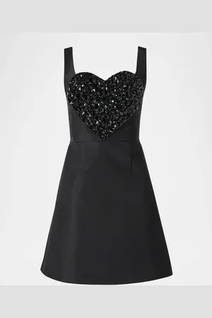Carolina Herrera Crystal Heart Sleeveless Mini Dress