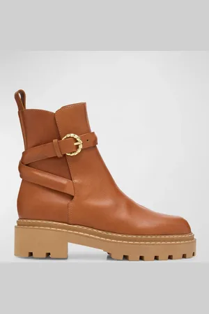 ULLA JOHNSON Lennon Leather Buckle Lug-Sole Boots