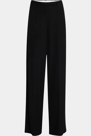 ST. JOHN Mid-Rise Stretch Drapey Twill Straight-Leg Pants