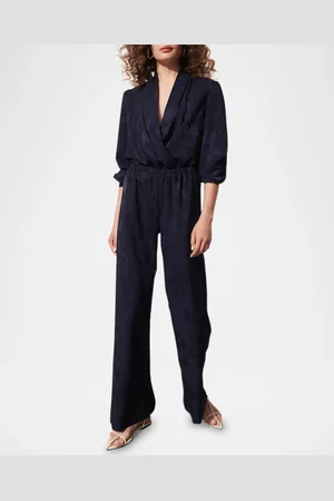 FIGUE Devon Floral Jacquard Straight-Leg Pull-On Pants