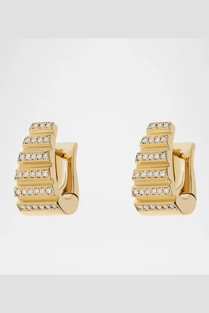 Azlee 18K Escalier Large Hoop Earrings with Pave Diamonds