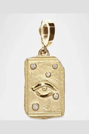 Azlee 18K Yellow Gold Guardian Relic Coin Pendant with Diamonds