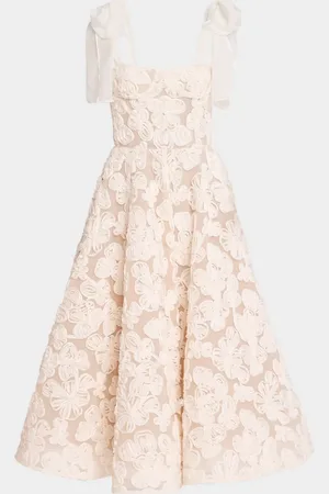 Bronx and Banco Sabrina Lace Midi Dress with Bow Details