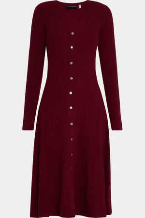 ELIE TAHARI The Ashley Ribbed Cashmere Midi Sweater Dress