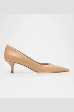 Stuart Weitzman Stuart Leather Kitten-Heel Pumps