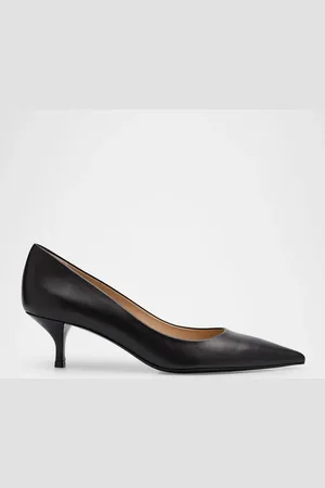 Stuart Weitzman Stuart Leather Kitten-Heel Pumps