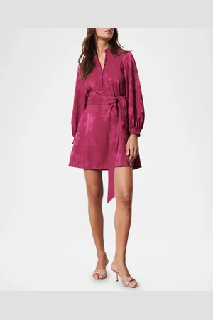 FIGUE Izzie Floral Jacquard Long-Sleeve Mini Dress