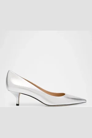 Stuart Weitzman Stuart Metallic Leather Kitten-Heel Pumps