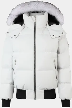 Moose Knuckles Cloud Bomber Jacket with Detachable Hood and Shearling Trim
