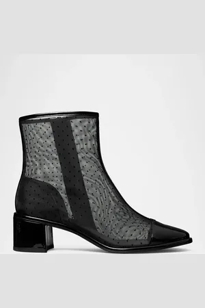 Tory Burch Polka-Dot Mesh Cap-Toe Ankle Boots