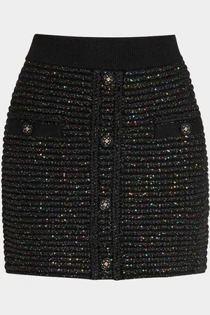 Milly Sequin Textured-Knit Mini Skirt