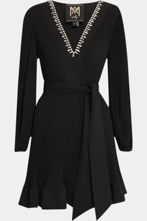 Milly Pleated Crystal-Embellished Chiffon Mini Dress