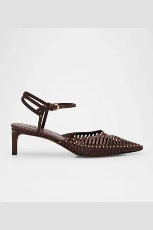 ULLA JOHNSON Francine Caged Leather Ankle-Strap Pumps