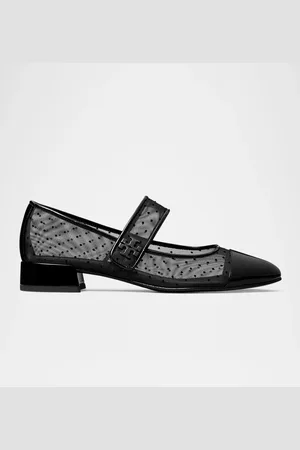 Tory Burch Mary Jane Cap-Toe Polka-Dot Mesh Ballerina Flats