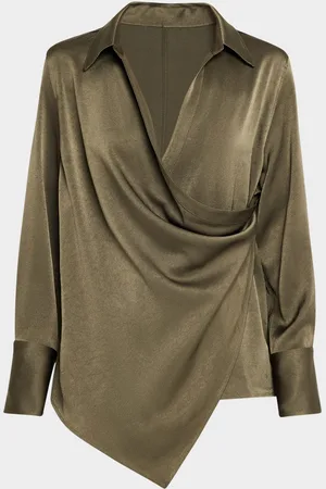 Helmut Lang Fluid-Satin Relaxed Wrap Shirt