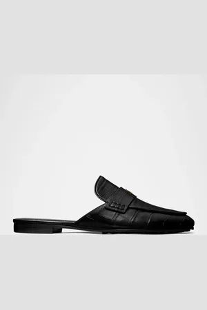 Tory Burch Croc-Embossed Leather Loafer Mules
