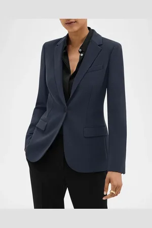 THEORY Admiral Crepe One-Button Staple Blazer
