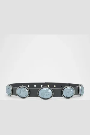 Lele Sadoughi Oval Pearly Leather Station Belt
