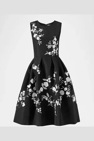 Carolina Herrera Floral Embroidered Sleeveless Fit-&-Flare Dress