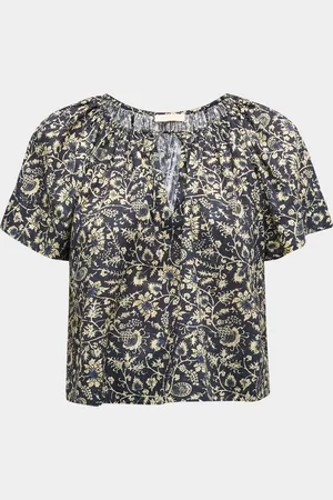 ULLA JOHNSON Sena Printed Short-Sleeve Top