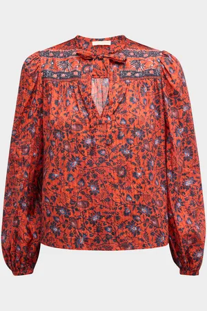 ULLA JOHNSON Tillie Printed Tie Blouse
