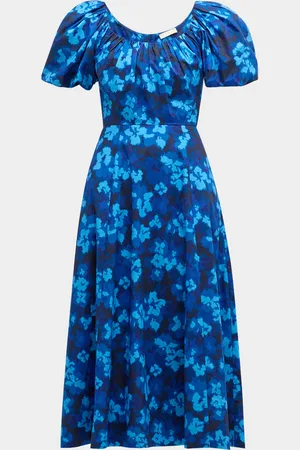 ULLA JOHNSON Imara Floral Short-Sleeve Midi Dress