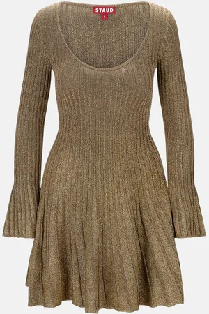 Staud Raquel Ribbed Metallic Mini Dress