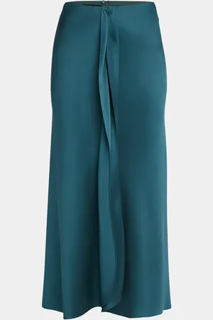 Giorgio Armani Silk Center-Pleat Midi Skirt