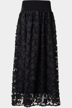 AKRIS Star Embroidered Midi Skirt