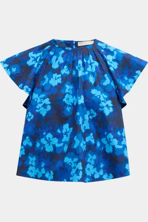 ULLA JOHNSON Rumi Floral Flutter-Sleeve Top