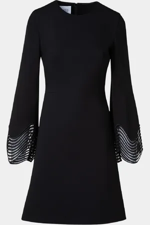 AKRIS Waved Lace Cuff Jersey Mini Dress