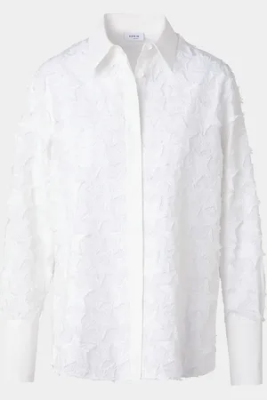 AKRIS 3D Star Cotton Poplin Blouse