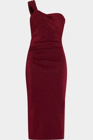 CHIARA BONI One-Shoulder Shimmer Bodycon Midi Dress