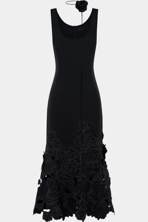 LEO LIN Emily Sleeveless Floral Applique Midi Dress
