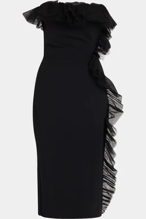 CHIARA BONI Strapless Ruffle-Trim Bodycon Dress